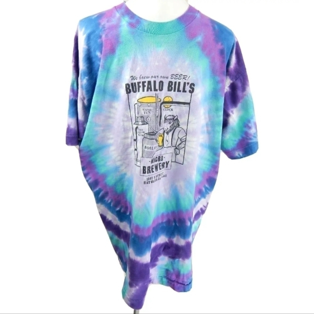Vintage 90's Buffalo‎ Bill's Microbrewery Graphic Tie Dye Tee